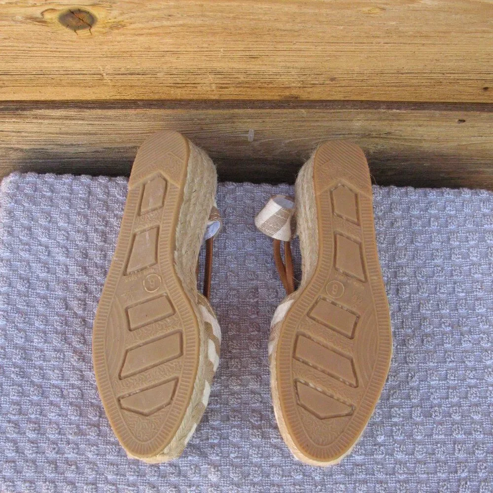 Sesto Meucci Womens 6 Striped Espadrille Peep Toe Shoes
